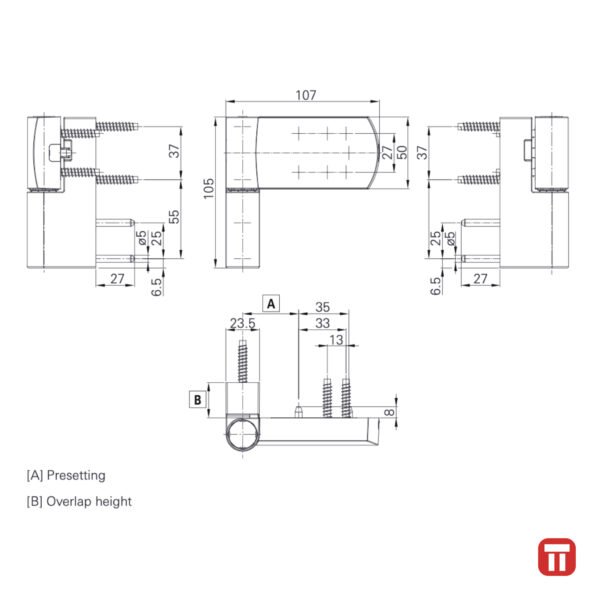 Balama usa termopan, lemn - Roto Solid S | PS 27, schema tehnica