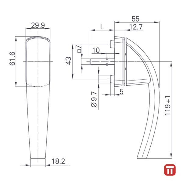Maner de fereastra, Roto Swing, schema tehnica