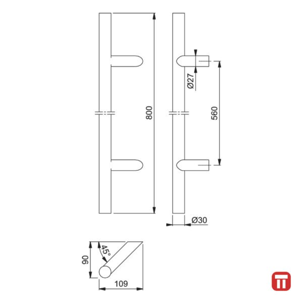 Maner spatial usa - HOPPE E5012, schema tehnica